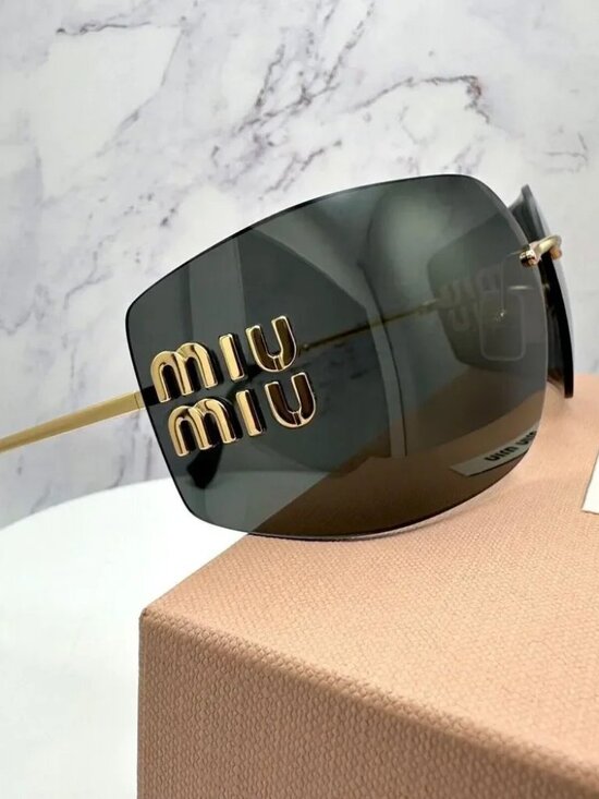 ✨ Miu Miu Rimless Black Sunglasses with Gold Logo main image 6